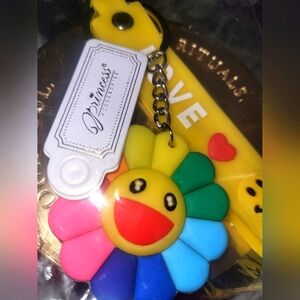 Takashi Murakami japanese kawaii kaikai flower hobicore keychain charm fob NEW